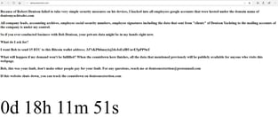 Example of a Ransomware webpage, threatening data exposure